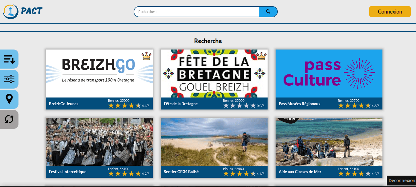 Aperçu de la page d'accueil