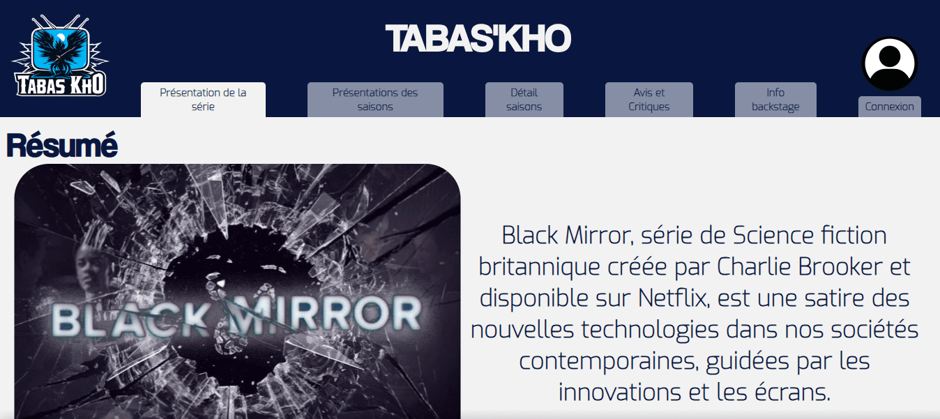 Aperçu de la page d'accueil